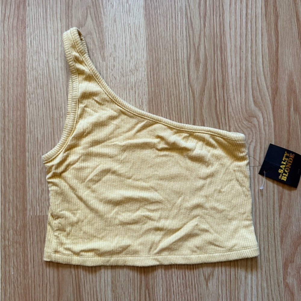Skatie Yellow One-Shoulder Top Sz Large NWT